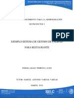 Ejemplo Sistema de Gestion de Calidad para Restaurante: Áreas de Conocimiento para La Administración de Proyectos I