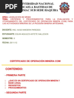 Certificado de Operaciones Mineras