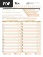 IELTS Listening Sample Answer Sheet