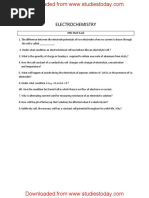 CBSE Class 12 Chemistry Electrochemistry Questions Answers