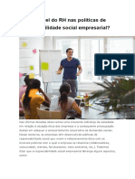 Qual o Papel Do RH Nas Politicas de Responsabilidade Social Empresarial