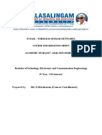 Ece443 - Wireless Sensor Networks Course Information Sheet: Electronics and Communication Engineering Department