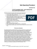 Safe Operating Procedure: (Revised 5/18) Personal Protective Equipment (Ppe) - Foot Protection Evaluation and Checklist