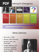 Denis Johnson's Emergency: Emergenc y Key Words and Info Themes Questions