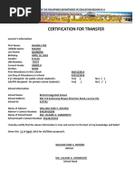 Certification For Transfer: Republic of The Philippines Department of Education Region Iv-A