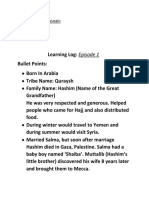 Learning Log: Episode 1: Name: Mustafa Hasnain Class: 9/E Date: 2/3/2019