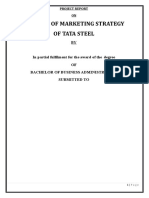 Analysis of Marketing Strategy of Tata Steel: Project Report ON