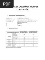 Memoria de Calculo de Muro de Contención