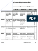 7th Grade Spring Common Writing Assessment Rubric