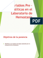 Variables Preanalíticas en Hemostasia