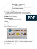 Lesson Plan in Mathematics 7 June 18-21 2019: Content Standard