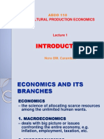 Agricultural Production Economics: AECO 110