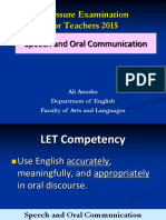 Licensure Examination For Teachers 2015: Speech and Oral Communication