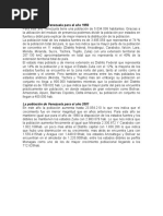 La Población de Venezuela para El Año 1950