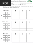 Representación de Sustracción Desagrupando Las Decenas