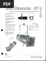 Colortran 5-50 Ellipsoidal 20 Deg. Spec Sheet 1995