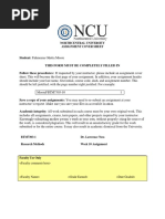 Northcentral University Assignment Cover Sheet