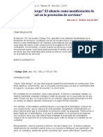 "Quien Calla Otorga" El Silencio Como Manifestación de Voluntad en La Prestación de Servicios