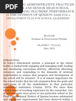 Correlating Administrative Practices OF Unio and Senior High School Principals and Eachers' Performance The Division of Quezon