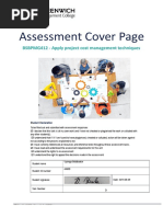 Assessment Cover Page: BSBPMG412 - Apply Project Cost Management Techniques