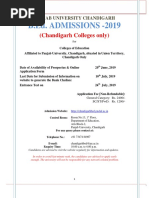 B.Ed. ADMISSIONS - 2019: (Chandigarh Colleges Only)