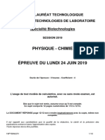 BAC 2019 STL Sujets Bio Physique-Chimie