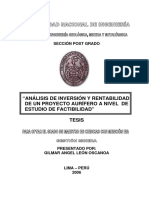 Tesis Uni Analisis de Inversion y Rentabilidad de Un Proyecto Aurifero PDF