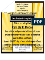 Cyril Jay R. Motios: Certificate of Completion