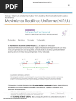 Movimiento Rectilineo Uniforme M.R.U.