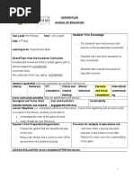 Physical Education Lesson Week 5 Lesson Plan