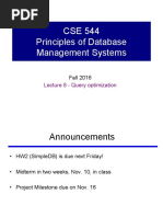 CSE 544 Principles of Database Management Systems: Lecture 8 - Query Optimization