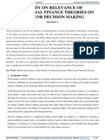 A Study On Relevance of Behavioural Finance Theories On Investor Decision Making