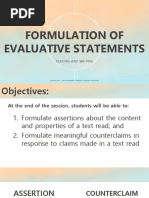 Formulation of Evaluative Statements