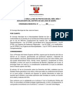 Ordenanza Red de Proteccion Del Niño, Niña y Adolescente