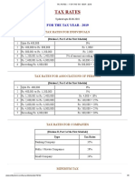 Tax Rates - For The Tax Year - 2019