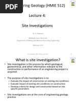 Engineering Geology (HMIE 512) Site Investigations