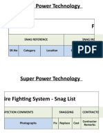 Snag List - Mechanical