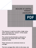 LECTURE 3A-MEASURES OF CENTRAL TENDENCY Ungrouped Data