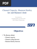 Channel Capacity, Shannon Hartley Law and Shannon's Limit