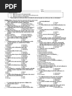 Pre-Test in Earth and Life Science (Answer Key)