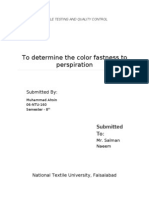 To Determine The Color Fastness To Perspiration: Submitted by