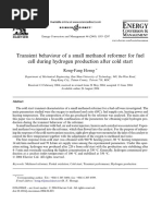 Transient Behaviour of A Small Methanol Reformer For Fuel Cell During Hydrogen Production After Cold Start