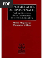 La Formulación de Tipos Penales. Valoración Crítica de Los Instrumentos de Técnica Legislativa Con Portada PDF