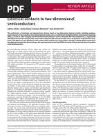 Electrical Contacts To Two-Dimensional Semiconductors: Review Article