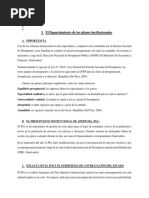 El Financiamiento de Los Planes Institucionales