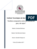 Analisis Comparativo. Turbina de Gas y Vapor. 