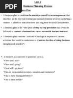 2.1 Meaning of Business Plan