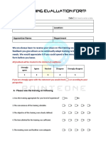 Training Evaluation Form:: Training Title: Name of Instructor: Location