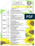 School Calendar For SY 2019 2020