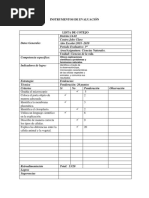 Lista de Cotejo en Naturales 4to